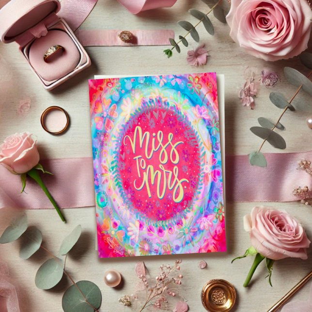 Mr. & Mrs. Fun Floral Blue Wedding Inspirivity Card (Creator Uploaded)