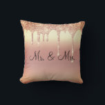 Mr. & Mrs Glitter Wedding Keepsake Elegant Cushion<br><div class="desc">Beautiful satin-look glitter "Mr. & Mrs."I love you" pillow.  How pretty this would be on a bed or chase lounge in a bedroom.  One side is for the new Mr. and Mrs.  The other side has “I Love You” typography.</div>