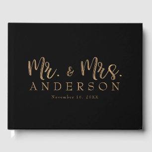 MR. & MRS. Gold Script Typography Modern Minimal Guest Book