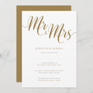 Mr & Mrs Gold Wedding Invitation