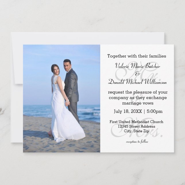 Mr. & Mrs. Grey - Photo Wedding Invitation (Front)