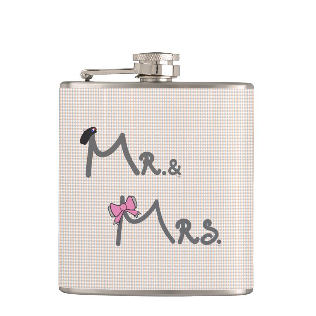 Mr. & Mrs Groom/Bride Hip Flask (Front)
