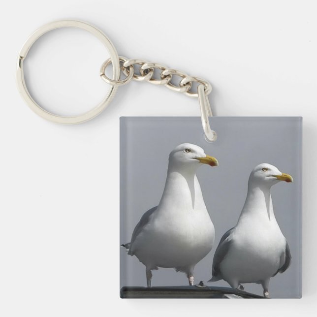 Mr & Mrs Gully Bold Funny Seagull Couple Novelty  Key Ring (Front)
