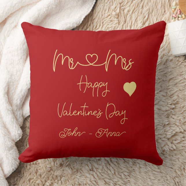 Mr & Mrs Happy Valentine's Day Cushion (Blanket)