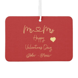 Mr & Mrs Happy Valentine's Day Personalize Car Air Freshener