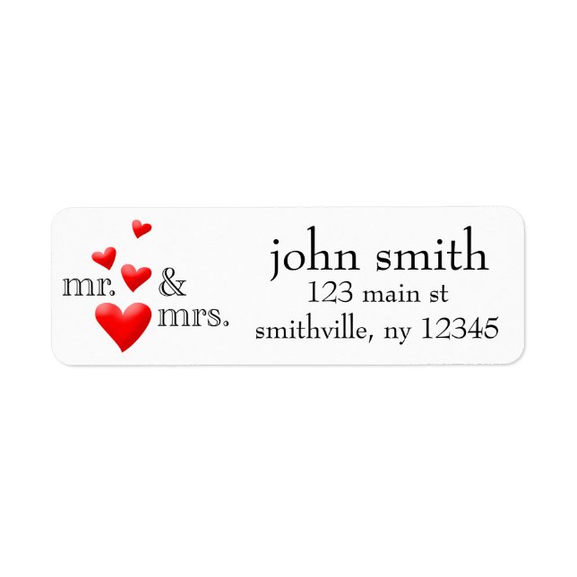 Mr & Mrs Hearts Address Labelled (Front)