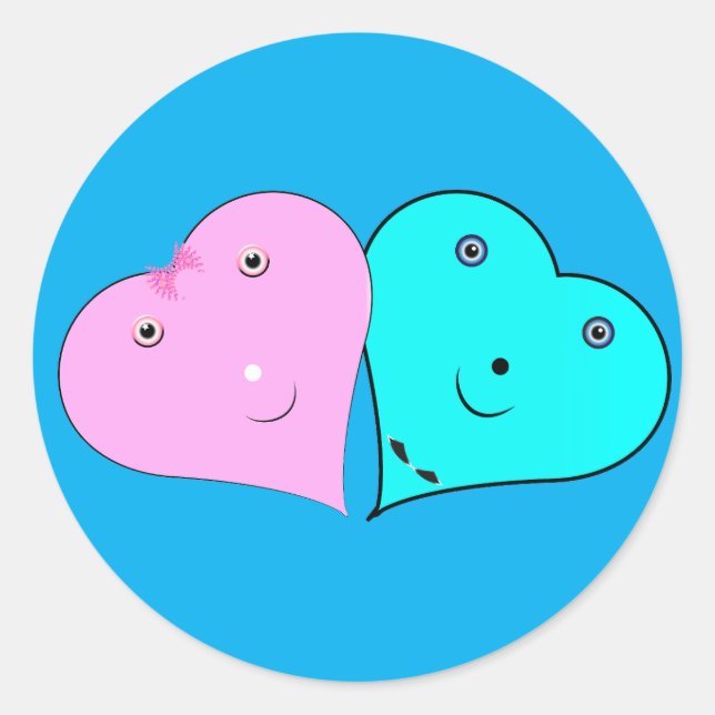 mr & mrs hearts classic round sticker (Front)