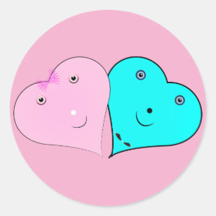  mr & mrs hearts classic round sticker