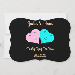 mr & mrs hearts invitation