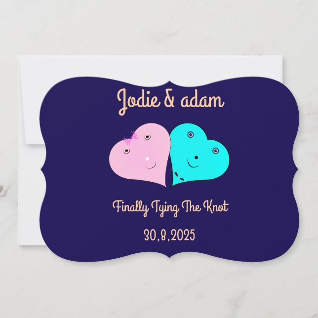 mr & mrs hearts  invitation (Front)