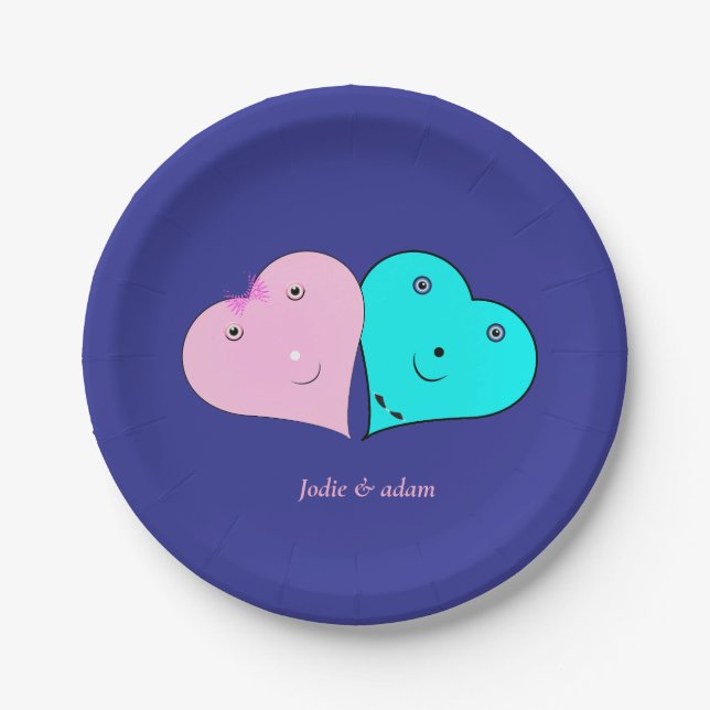  mr & mrs hearts paper plate (Front)