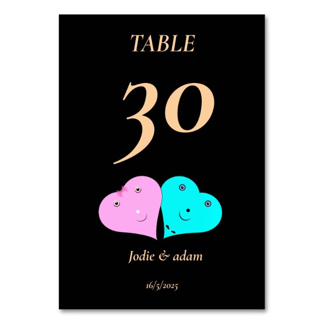  mr & mrs hearts table number (Front)