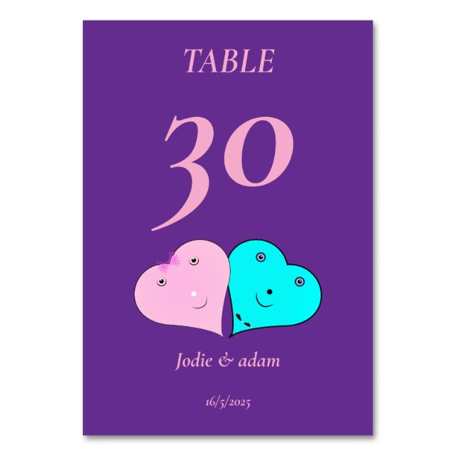  mr & mrs hearts table number (Front)