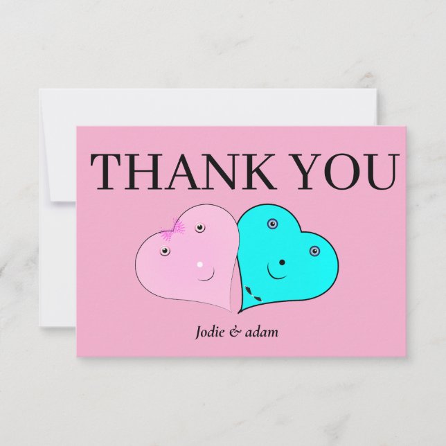  mr & mrs hearts thank you card (Front)