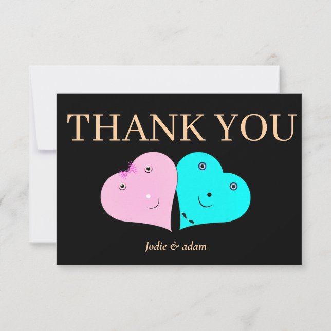  mr & mrs hearts thank you card (Front)