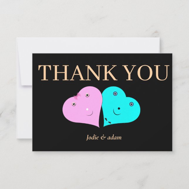  mr & mrs hearts thank you card (Front)