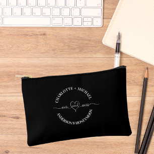 Mr mrs honeymoon black white newlyweds accessory pouch