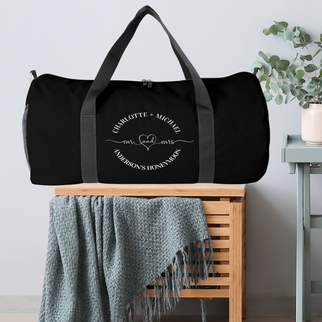 Mr mrs honeymoon black white newlyweds duffle bag (Creator Uploaded)
