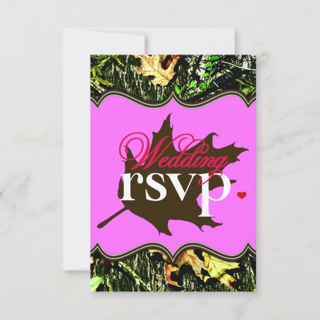 Mr & Mrs Hunting Camo Pink Wedding RSVP Cards (Front)