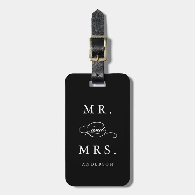 Mr. & Mrs. in Black | Luggage Tag (Front Vertical)