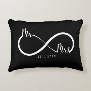 Mr & Mrs Infinity Symbol Black Decorative Cushion