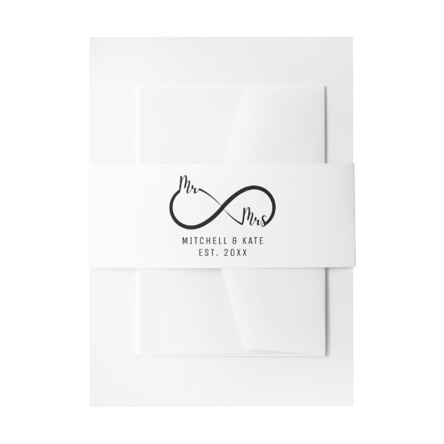Mr & Mrs Infinity Symbol Wedding Invitation Belly Band (Front Example)