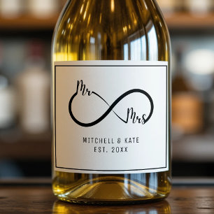 Mr & Mrs Infinity Symbol Wedding Sparkling Wine Label