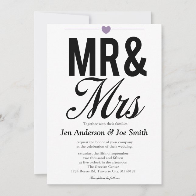 Mr & Mrs Invitations | Weddings (Front)