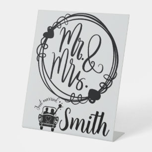 Mr & Mrs Just Married Wedding Custom Sign