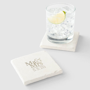 Mr & Mrs Keepsake Stone Coaster