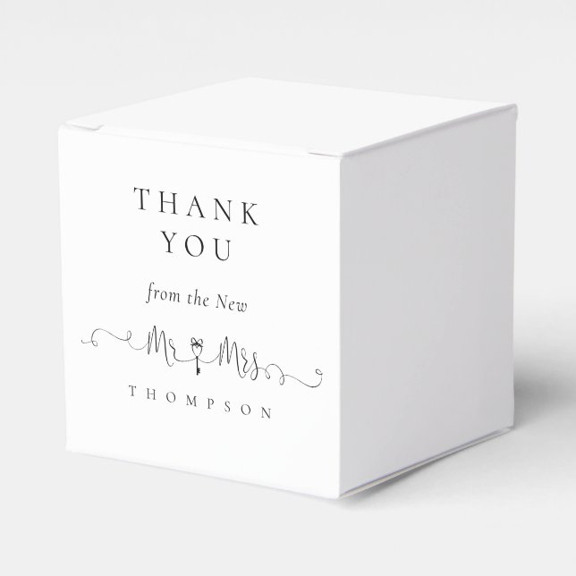 Mr Mrs Key Swashes Script Wedding Thank You Favour Box (Front Side)