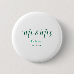 Mr & Mrs last name married year wedding engagement 6 Cm Round Badge