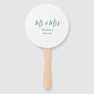 Mr & Mrs last name married year wedding engagement Hand Fan