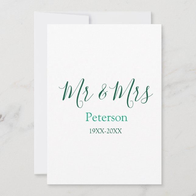 Mr & Mrs last name married year wedding engagement Invitation (Front)