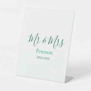 Mr & Mrs last name married year wedding engagement Pedestal Sign