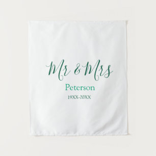 Mr & Mrs last name married year wedding engagement Tapestry