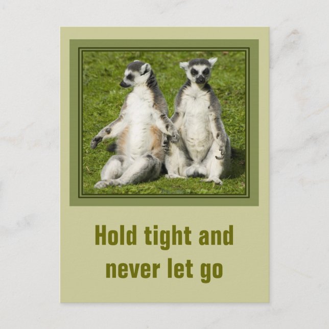 Mr & Mrs Lemur - Hold tight and never let go Postcard (Front)