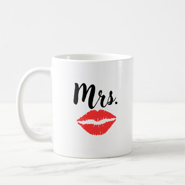 Mr. & Mrs. Lips & Moustache Couple Coffee Mug (Left)