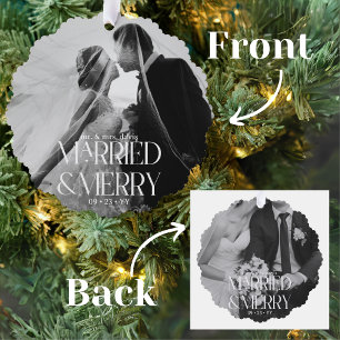 Mr & Mrs Married and Merry First Christmas  Tree Decoration Card