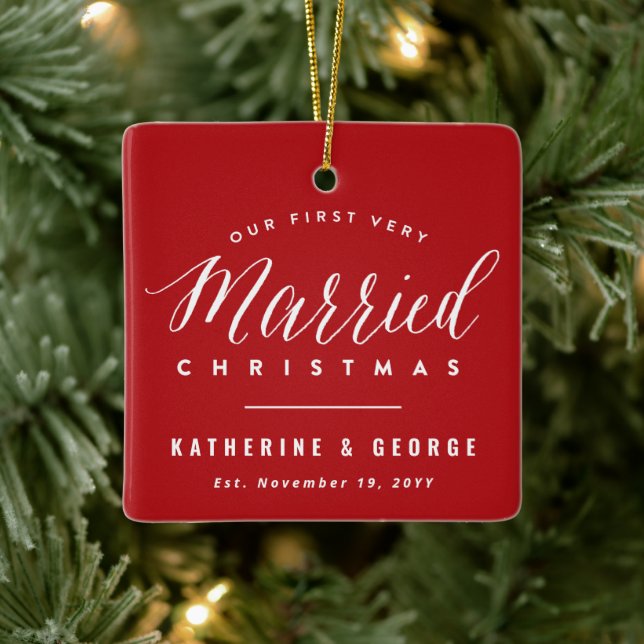 Mr & Mrs Married First Christmas Holiday Ornament (Tree)
