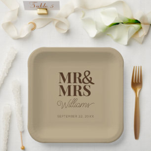 Mr & Mrs Minimal Simple Modern Disposable Paper Plate