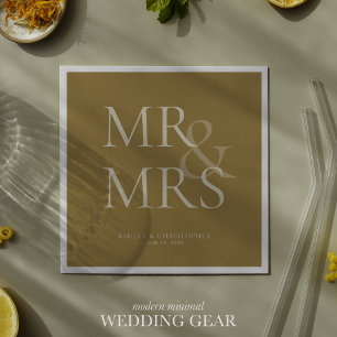 MR&MRS Minimal Typographic Gold Cocktail Napkin