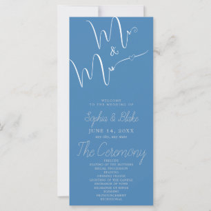 Mr & Mrs Minimalist Steel Blue Wedding Program