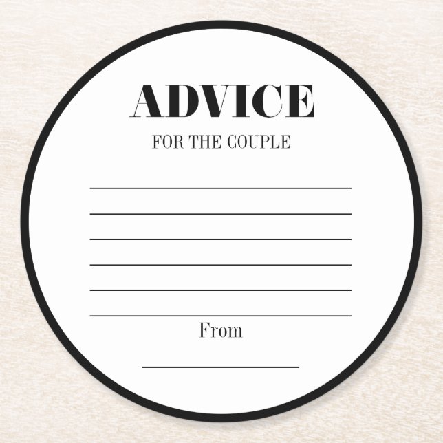 Mr & Mrs Modern Bold Wedding Advice Paper Coaster (Front)