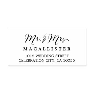 Mr & Mrs Modern Script Wedding Self Inking Stamp