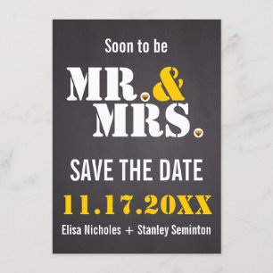 Mr. & Mrs. Modern typography wedding Save the Date Invitation