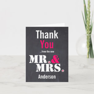 Mr. & Mrs. Modern typography wedding Thank you Card
