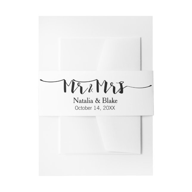 Mr & Mrs Modern Wedding Invitation Belly Band (Front Example)