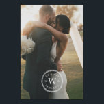 Mr & Mrs Monogram Wedding Date Wreath Photo Faux Canvas Print<br><div class="desc">Photo keepsake to remember your wedding day. A faux canvas print of your wedding photo printed with your monogram and wedding date inside a simple hand-drawn wheat wreath in white.</div>