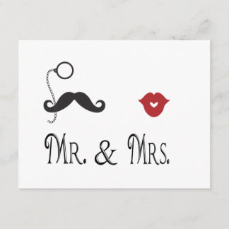 Mr. & Mrs. Moustache & Lips Wedding Invitations
